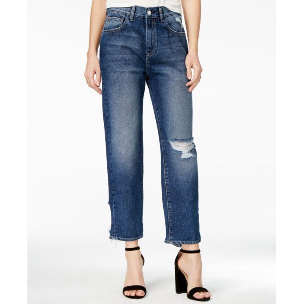 M1858 Frida Ripped Classic High Rise Straight Leg Jeans